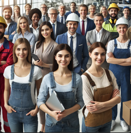 여러 직업군의 미국 노동자들