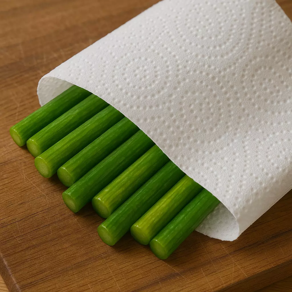 신선한 마늘쫑을 키친타월로 감싸 깔끔하게 보관하는 방법｜냉장·냉동 모두 가능한 마늘쫑 오래 보관하는 꿀팁