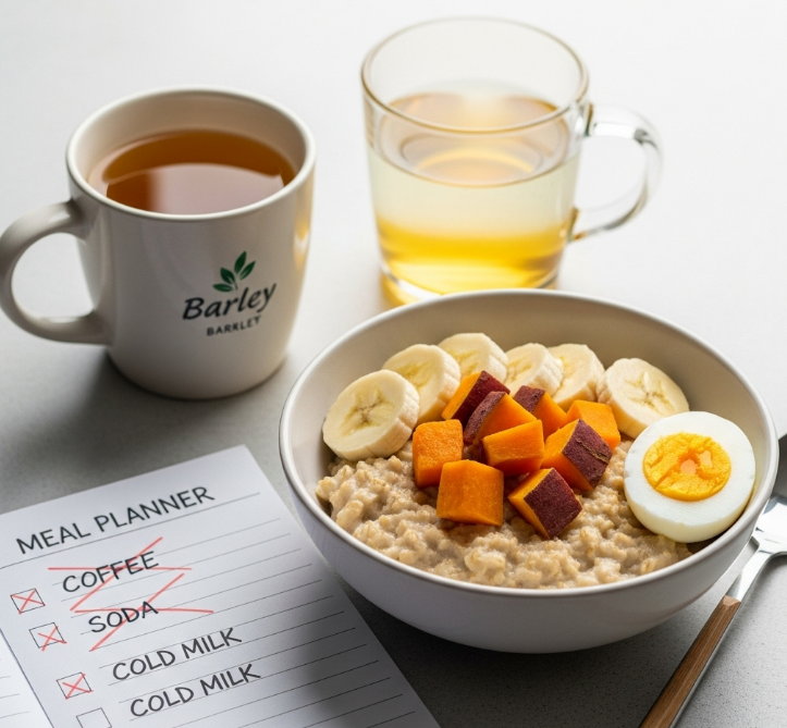 테이블 위에 요리와 음료