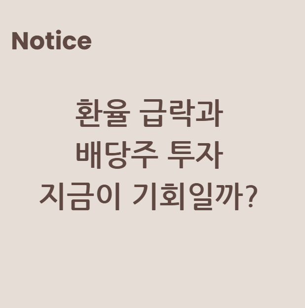 환율 급락과 배당주 투자, 지금이 기회일까?