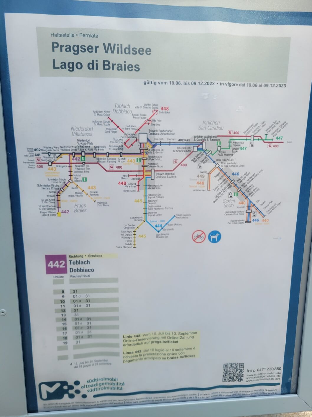 도비아코로 가는 442번 버스시간표