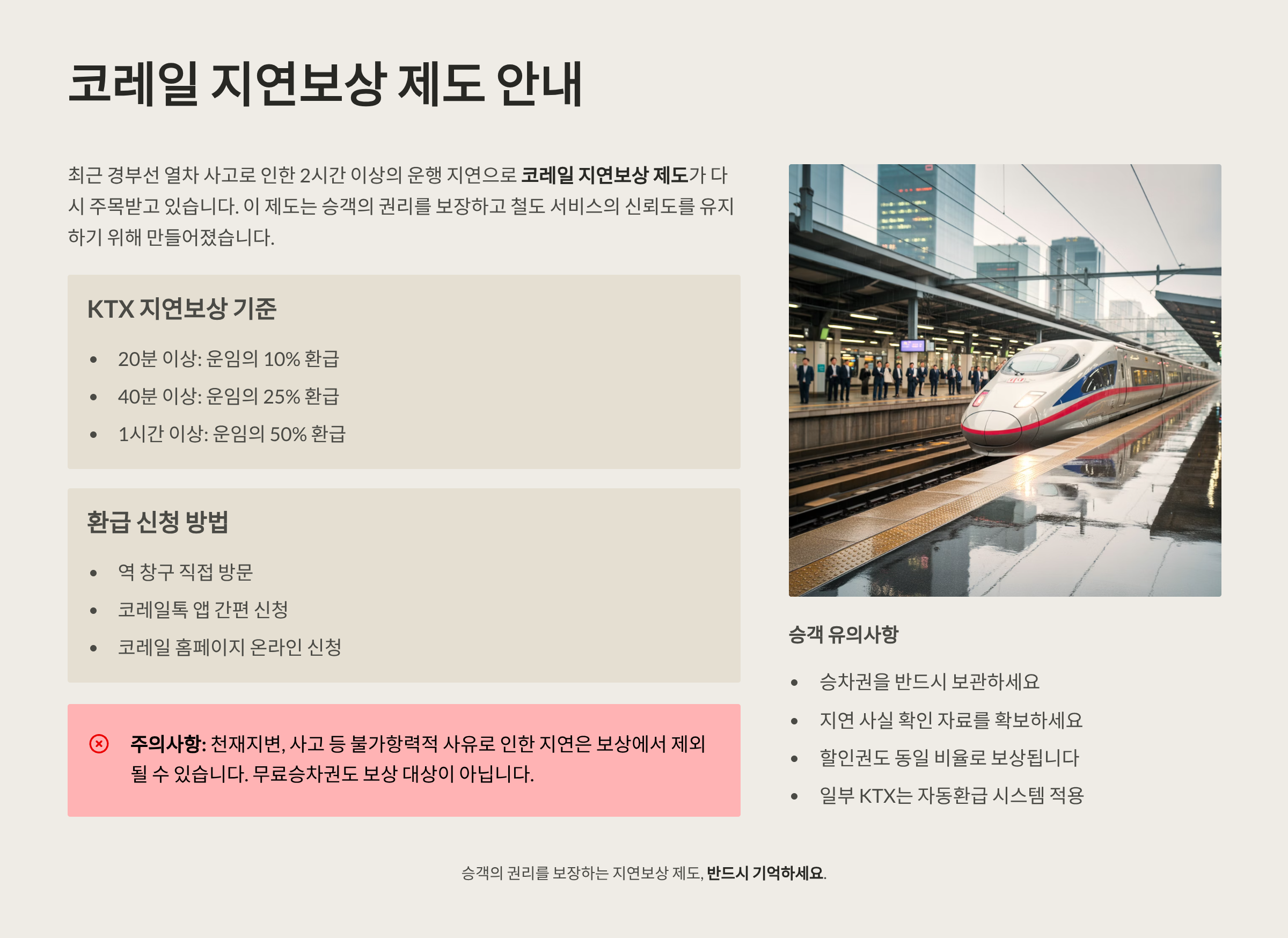 코레일 지연보장 규정