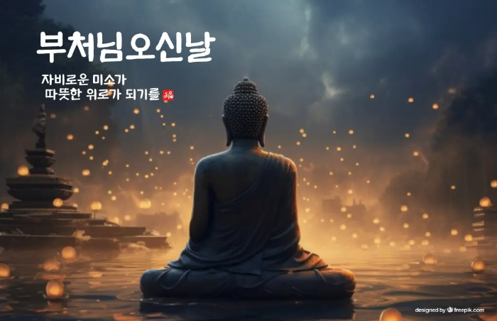 부처님오신날-문구-부처님-뒷면-탑-주변-불빛