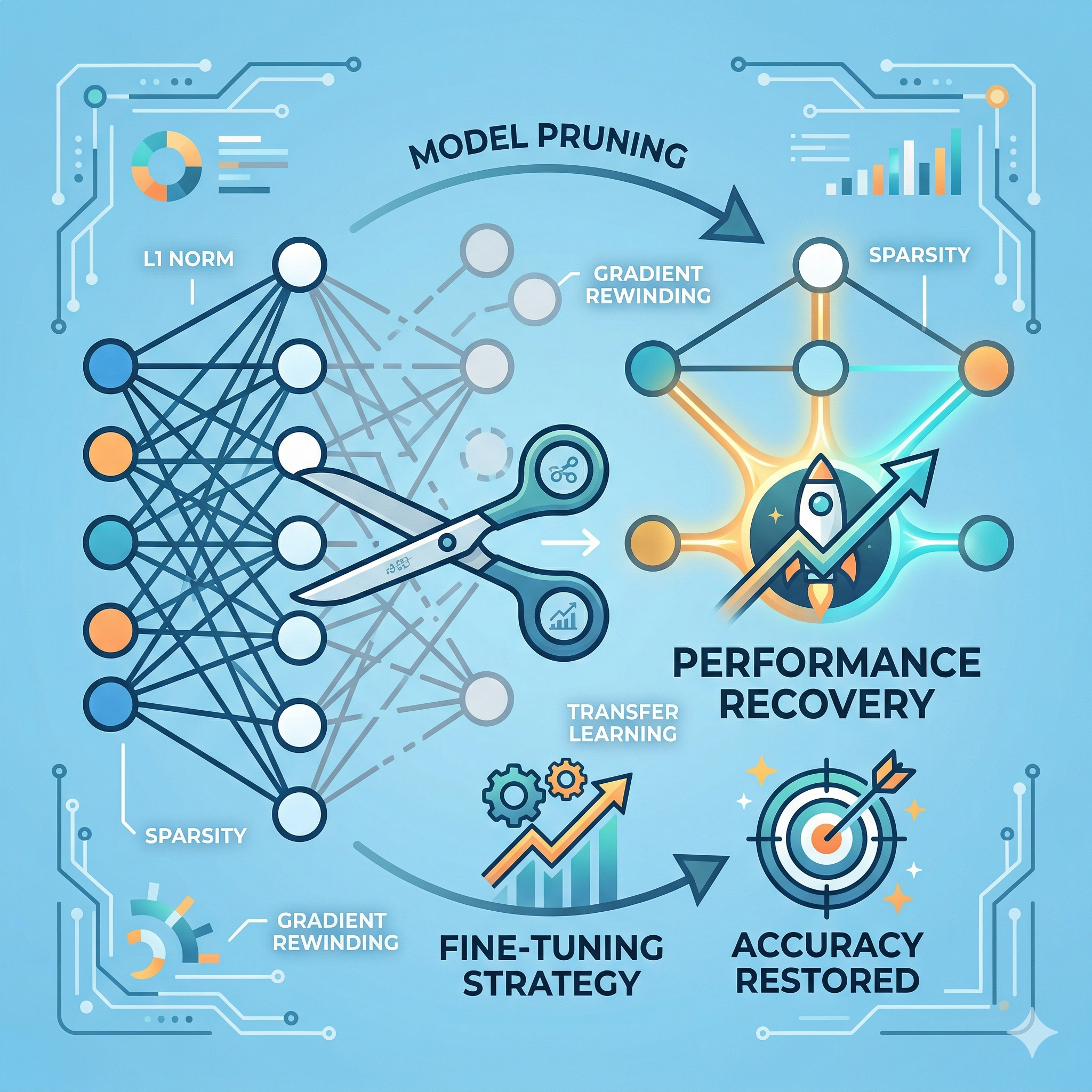 모델 가지치기(Pruning) 후 재학습(Fine-tuning) 성능