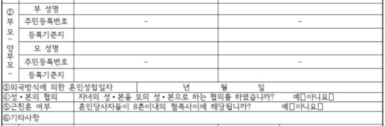 혼인신고서 작성 방법