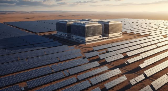 2026년 AI 데이터센터 전력을 공급하는 대규모 태양광 발전소 실사 이미지