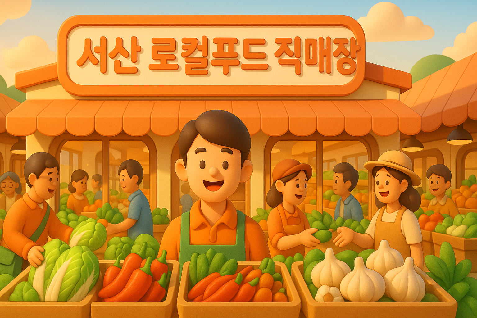 신선한 채소와 과일이 가득한 서산 로컬푸드 직매장 활기찬 전경