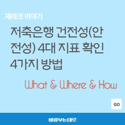 저축은행 건전성, 안전성 지표 확인하는 4가지 방법