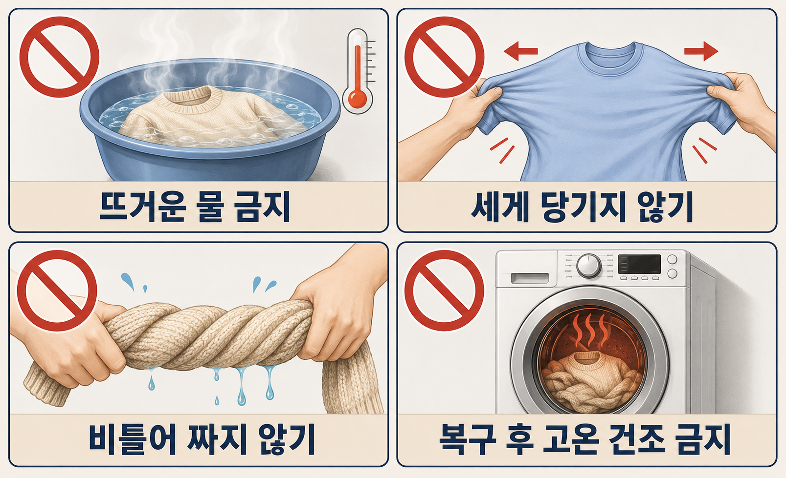 건조기로 줄어든 옷 복구 시 하면 안 되는 행동