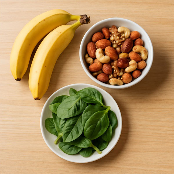 생리통에 좋은 음식 - 마그네슘, 바나나, 시금치, 견과류