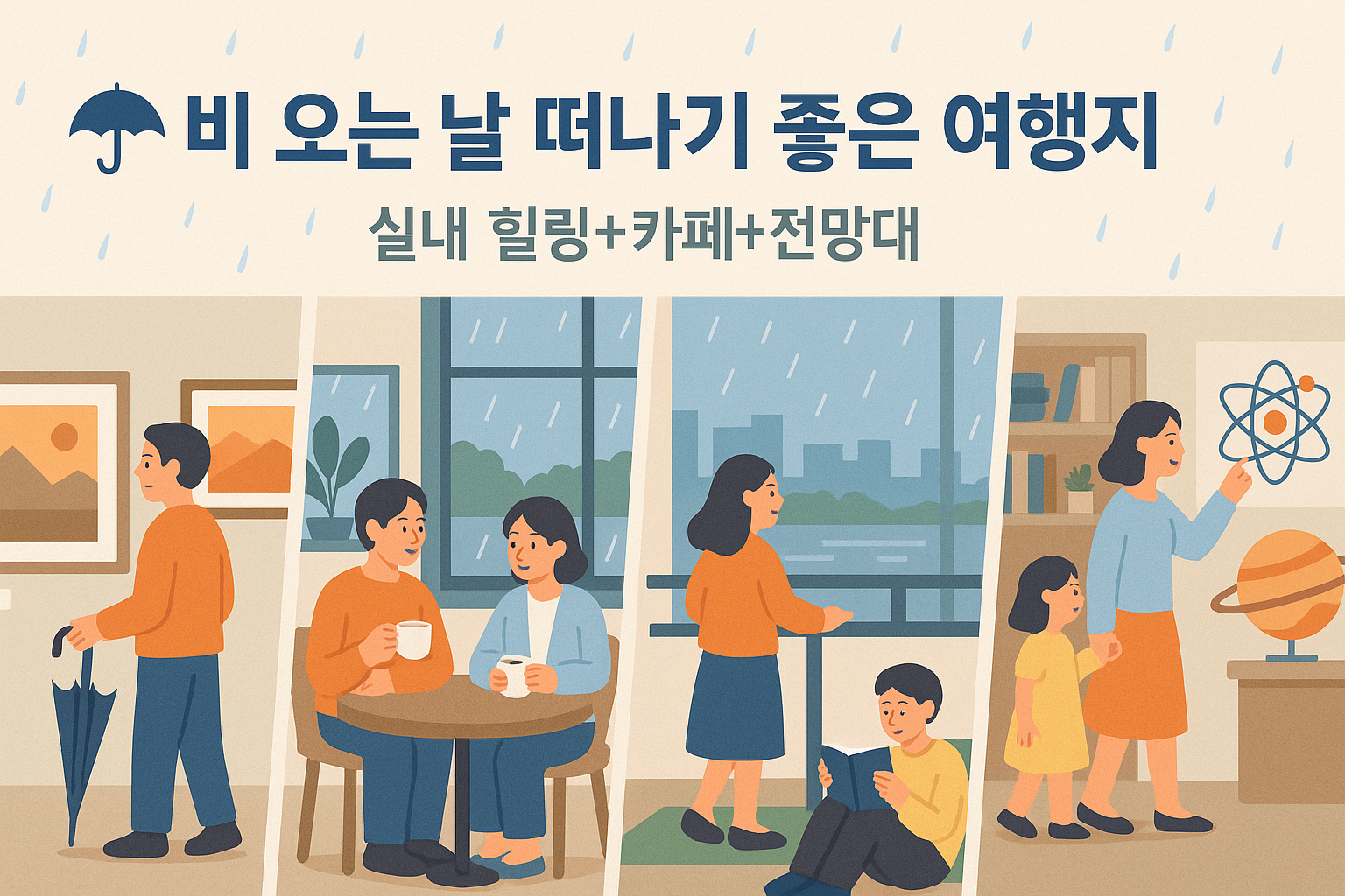 비 오는 날 떠나기 좋은 여행지 BEST5|실내 힐링+카페+전망대