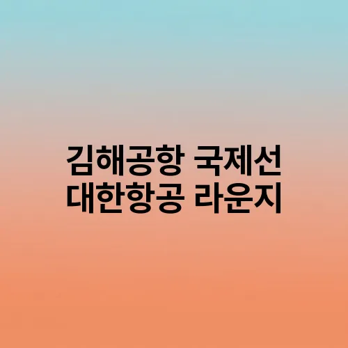김해공항 국제선 대한항공 라운지