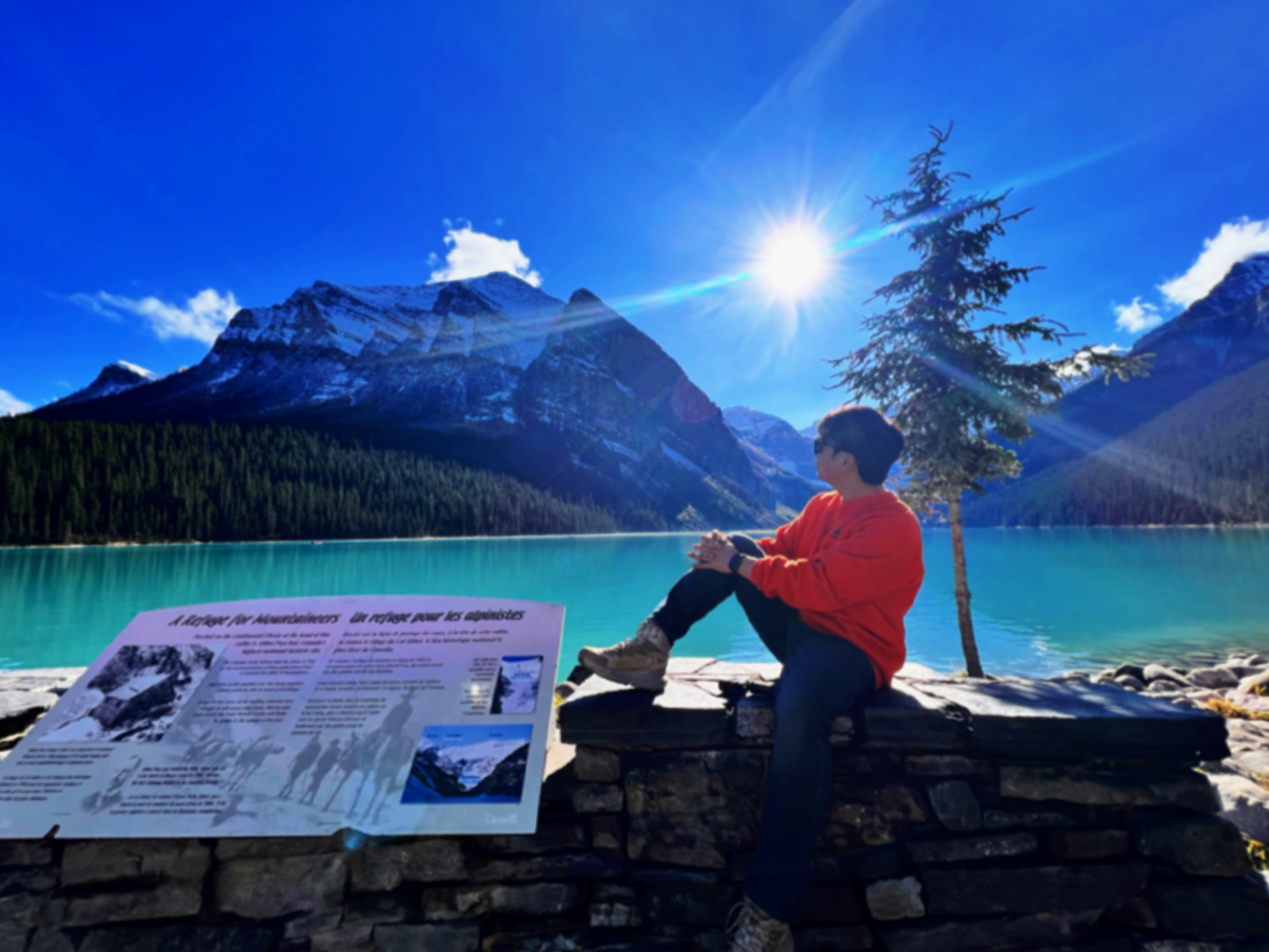 레이크 루이스를 배경으로, 나도 한 컷