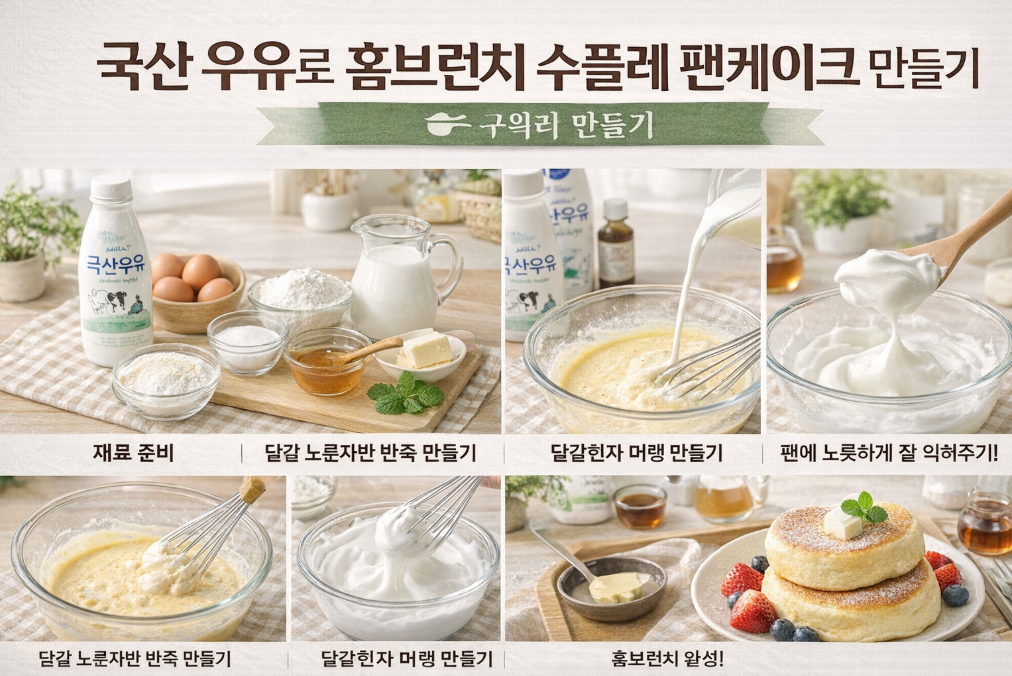 국산 우유로 완벽한 수플레 팬케이크 만드는 법