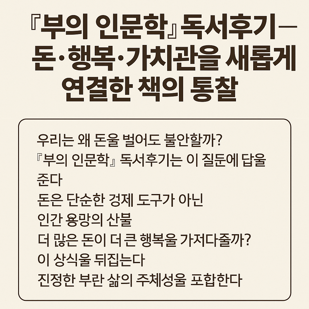 [부의인문학]독서후기-돈.행복.가치관을 새롭게 연결한 책의통찰
