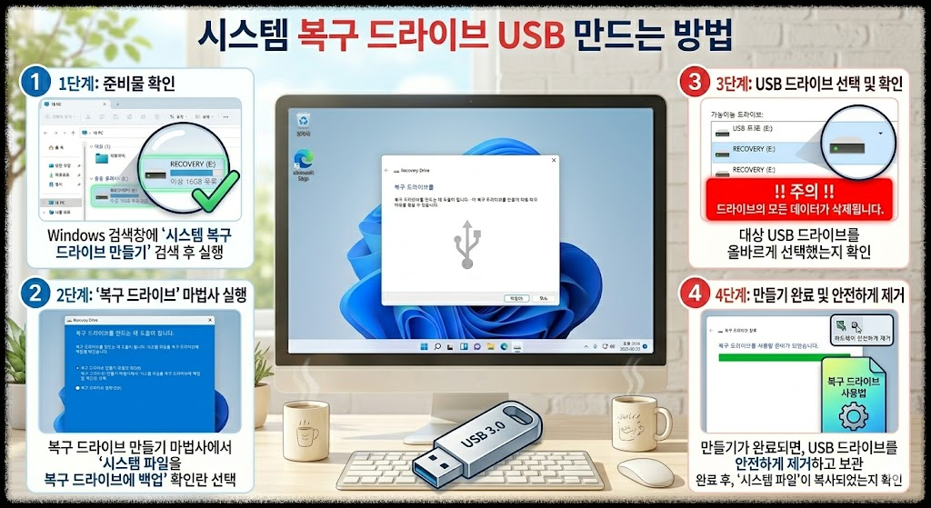 시스템 복구 드라이브 USB 만드는 방법