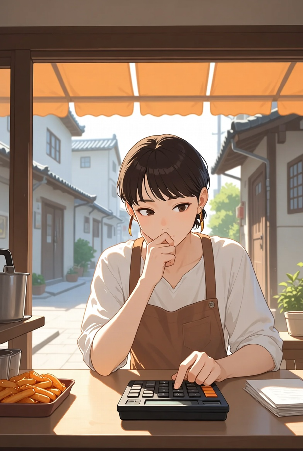 사장이 자본 조달 비용을 계산하며 고민하는 모습 – 자본비용 기업재무 생활속경영전략