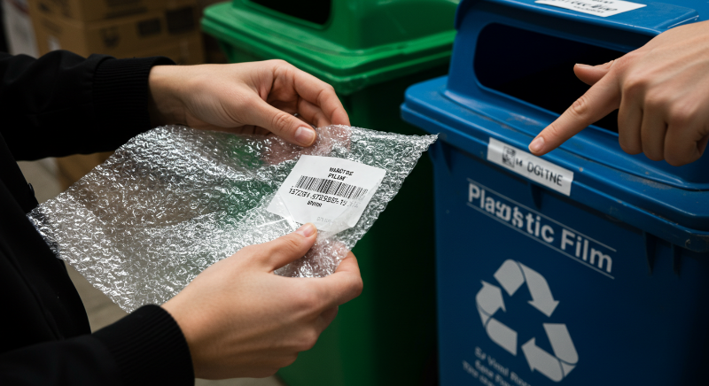  테이프나 송장 스티커는 비닐류와 다른 재질