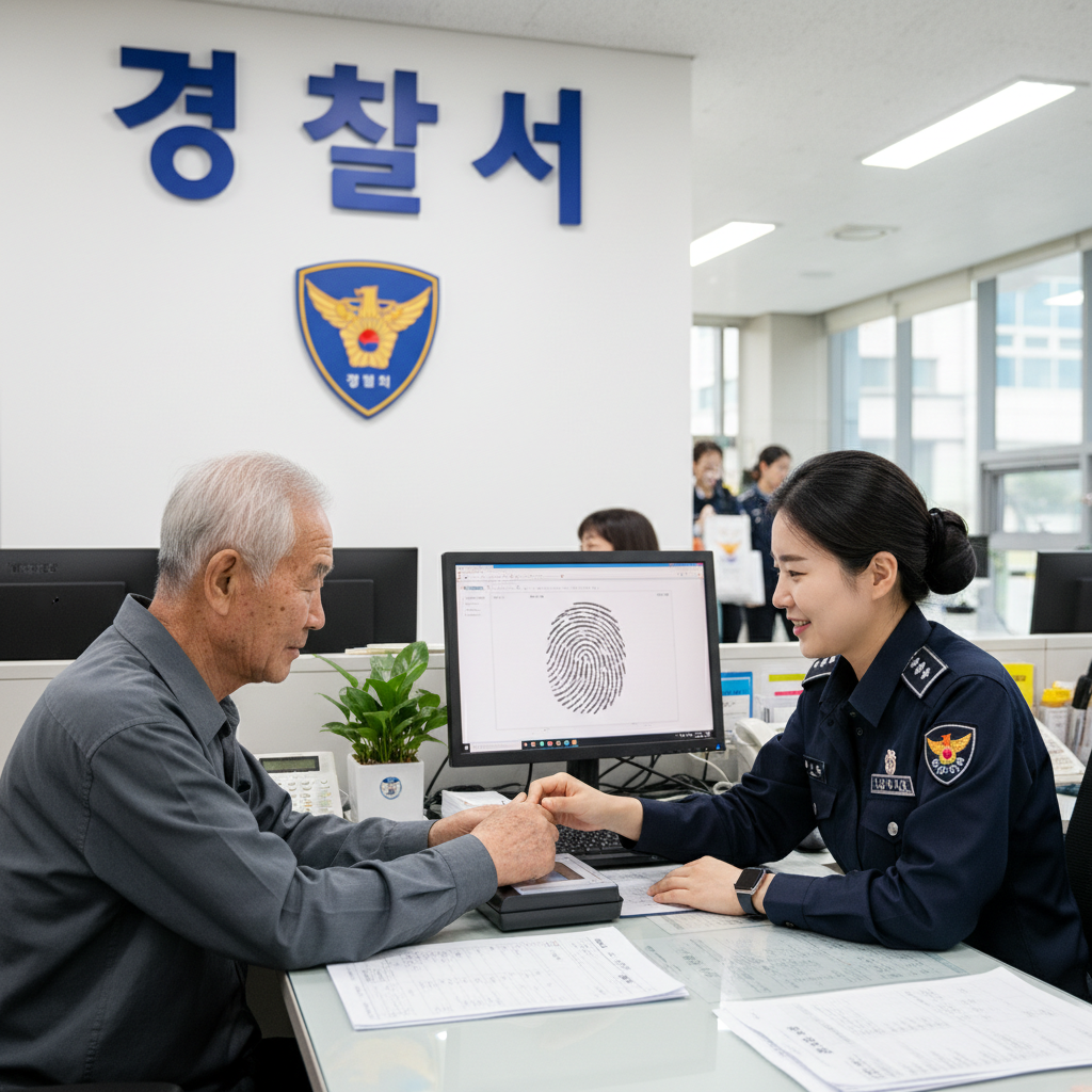 치매예방으로 경찰서에서 지문 사전등록하는 이미지