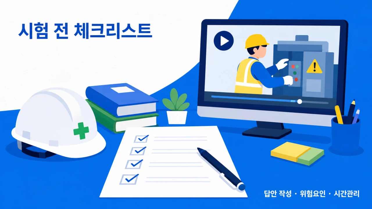 산업안전기사 실기 시험 전 필답형과 작업형 체크리스트를 보여주는 이미지