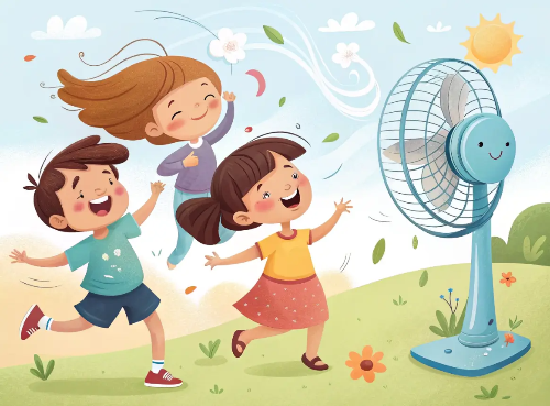 여름-아이들-선풍기