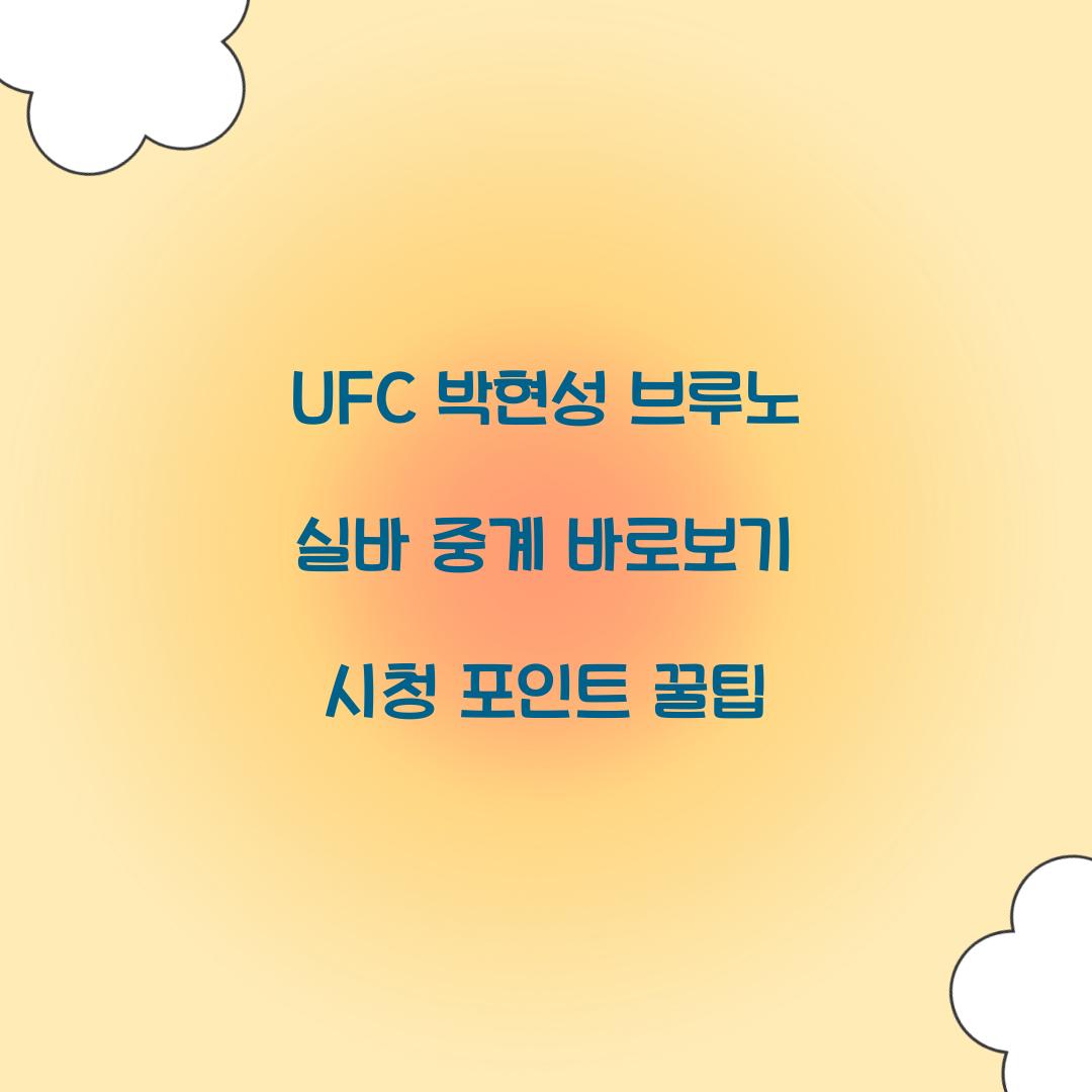 UFC 박현성 브루노 실바 중계