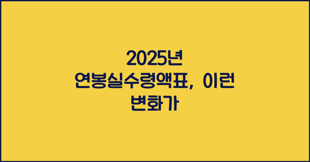 2025년 연봉실수령액표