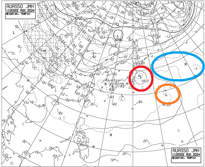 8월 11일 500hPa 일기도