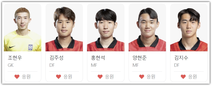 한국팀 선수단