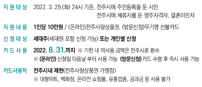 전주시 재난지원금 신청대상