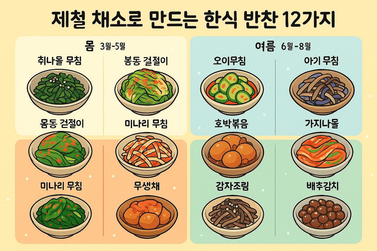 제철 채소로 만드는 한식 반찬 12가지
