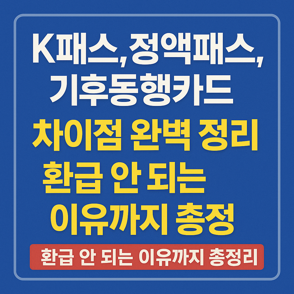 K패스, 정액패스, 기후동행카드 차이점 완벽 정리! 환급 안 되는 이유까지 총정리