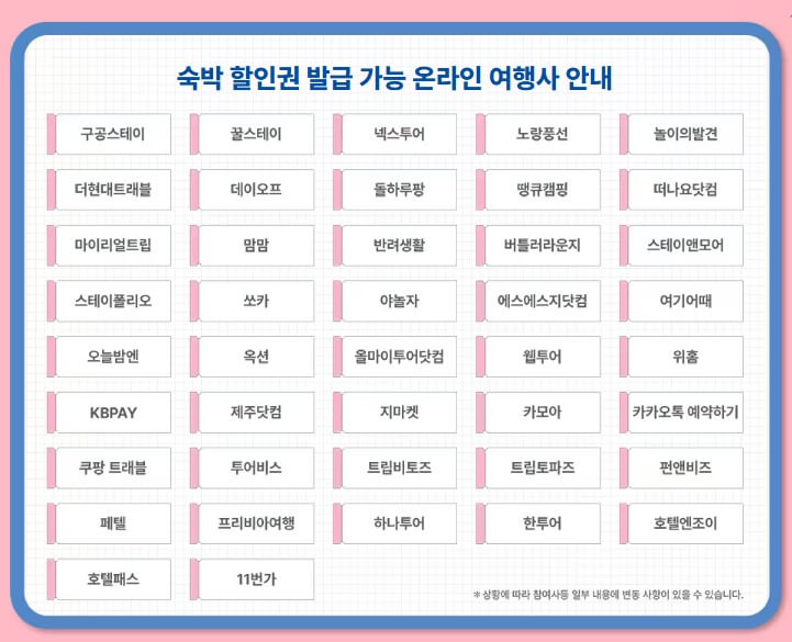 대한민국 숙발할인 페스타-숙박할인권받고 여행가자!