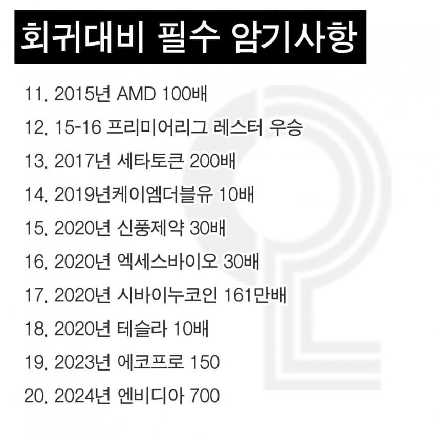 회귀 대비 필수 암기 사항