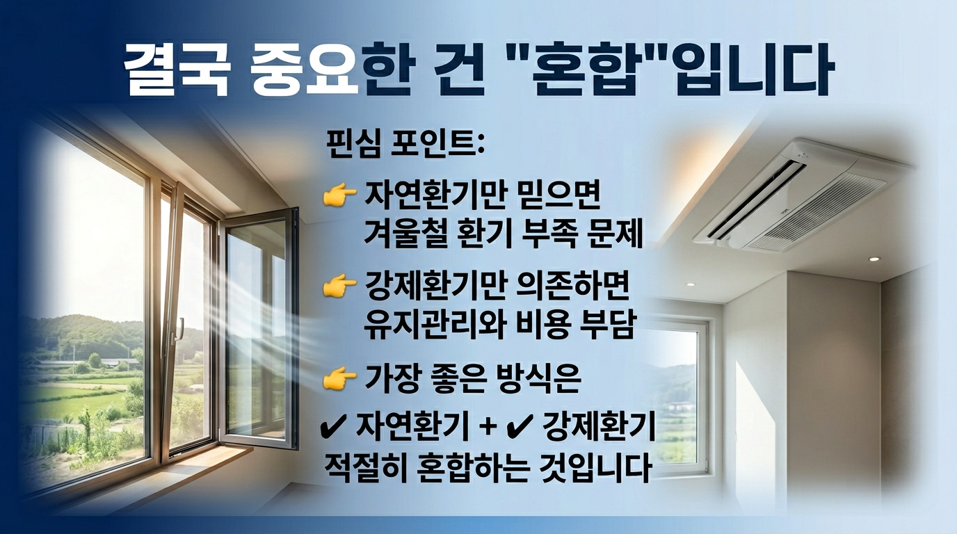 자연환기의 강제환기의 조합중요
