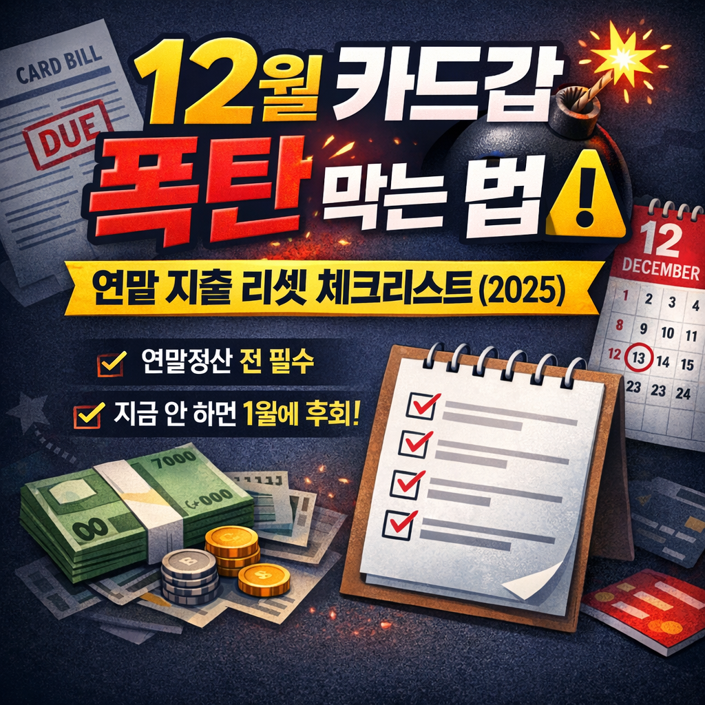 12월 카드값 폭탄 막는 연말 지출 리셋 체크리스트 (2025)
연말지출관리,지출리셋,카드값줄이기,절약루틴,가계부관리,연말소비,짠테크,고정비절약,연초절약,생활비관리