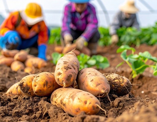 줄기와 잎이 누렇게 말라가기 시작할 때