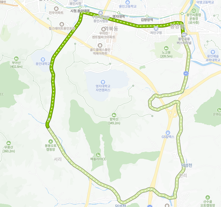 용인-93-1번-버스-노선-지도