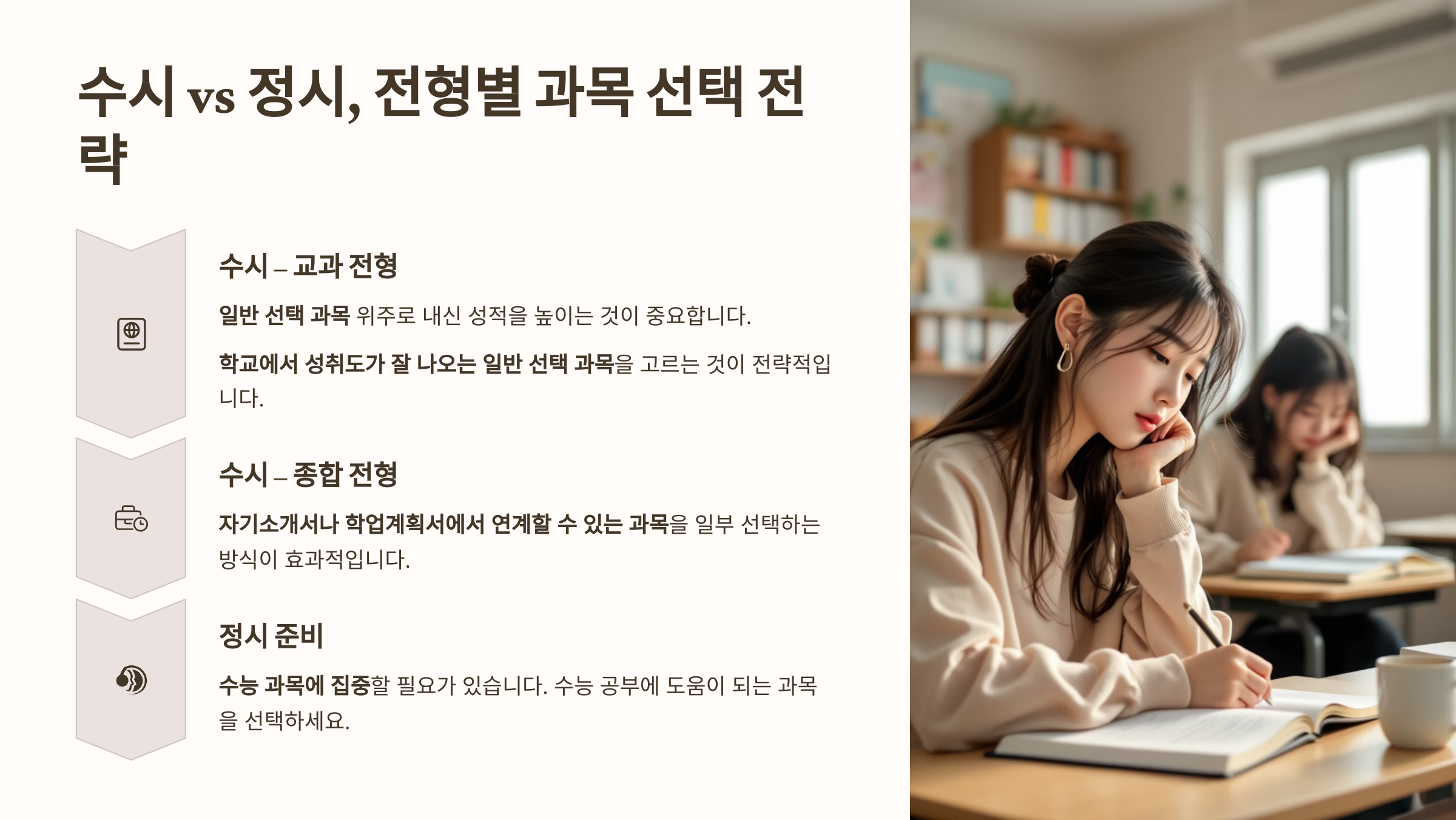 수시대 정시, 전형에 따른 과목 전략