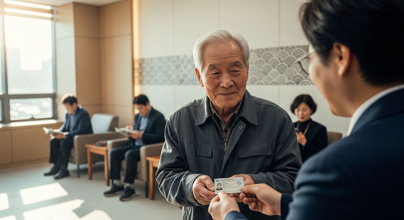 경찰서 창구에서 면허 반납을 접수하는 모습