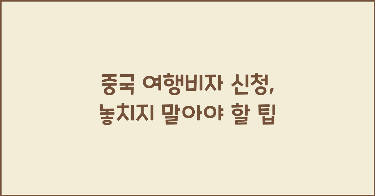 중국 여행비자 신청