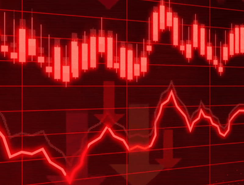 붉은색-하락-그래프