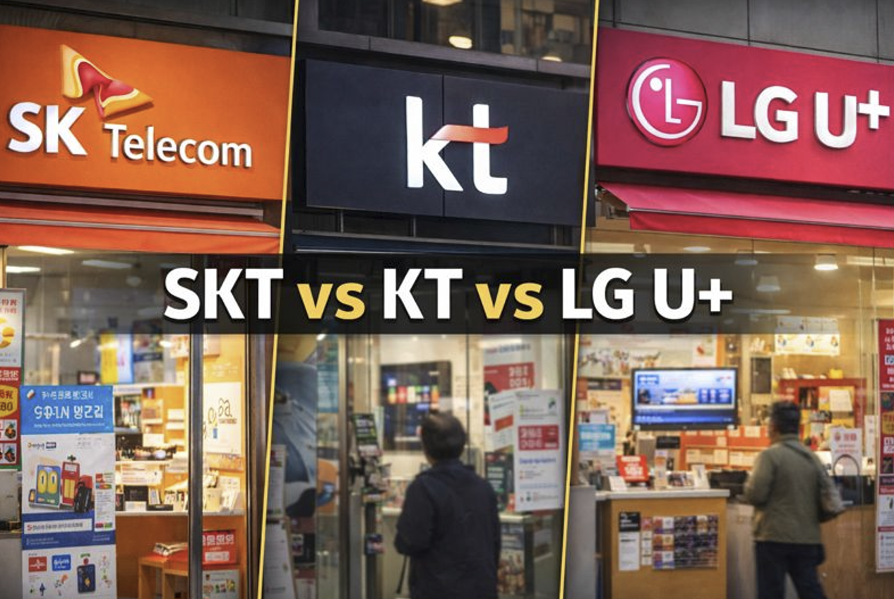 Comparison of SKT, KT, and LG U+ mobile carriers in Korea for foreigners choosing a phone plan