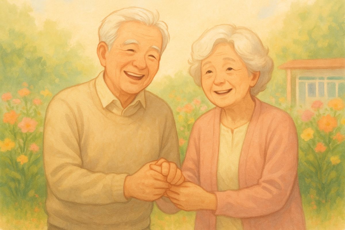 손을 맞잡은 노부부