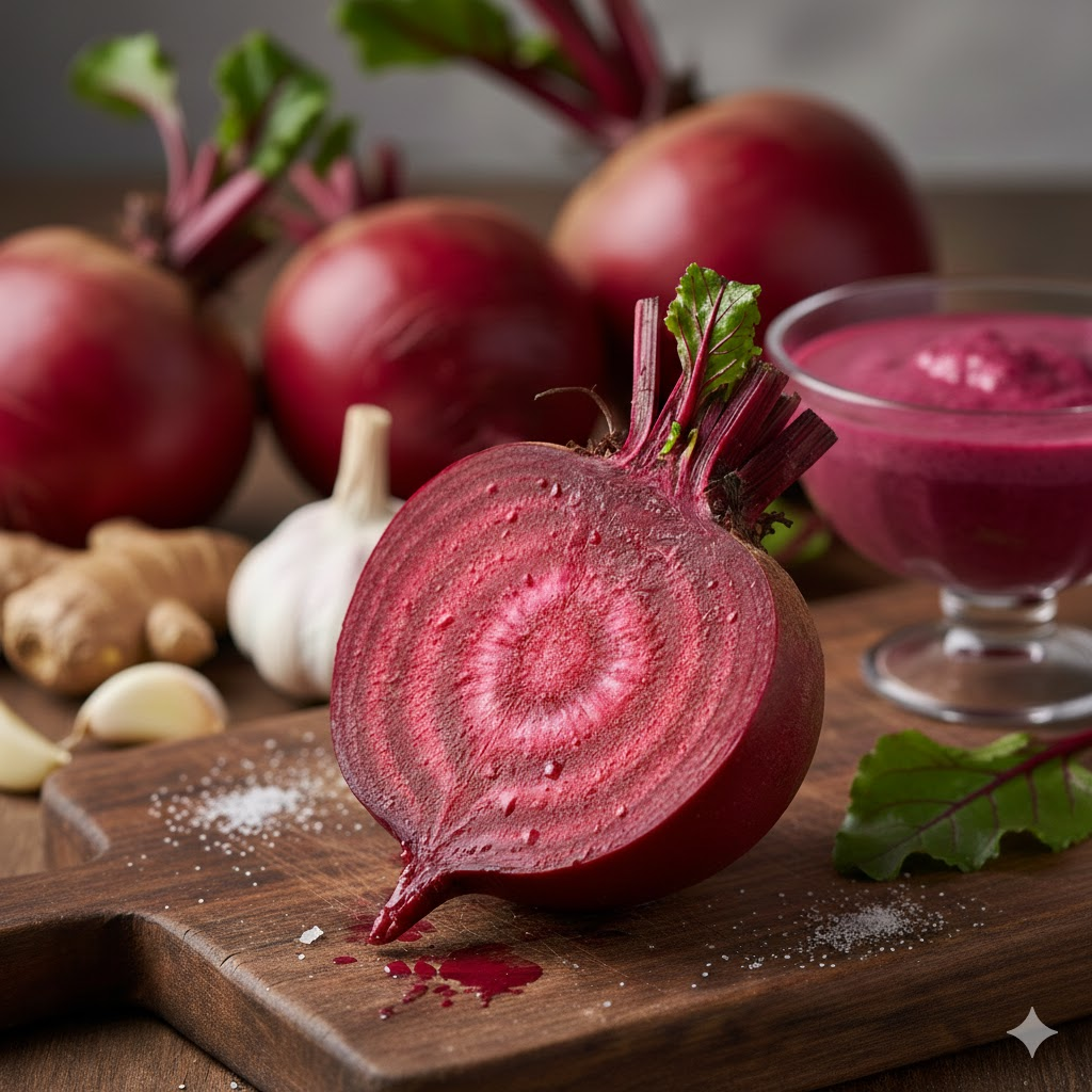 선명한 붉은빛이 매력적인 비트 단면 사진