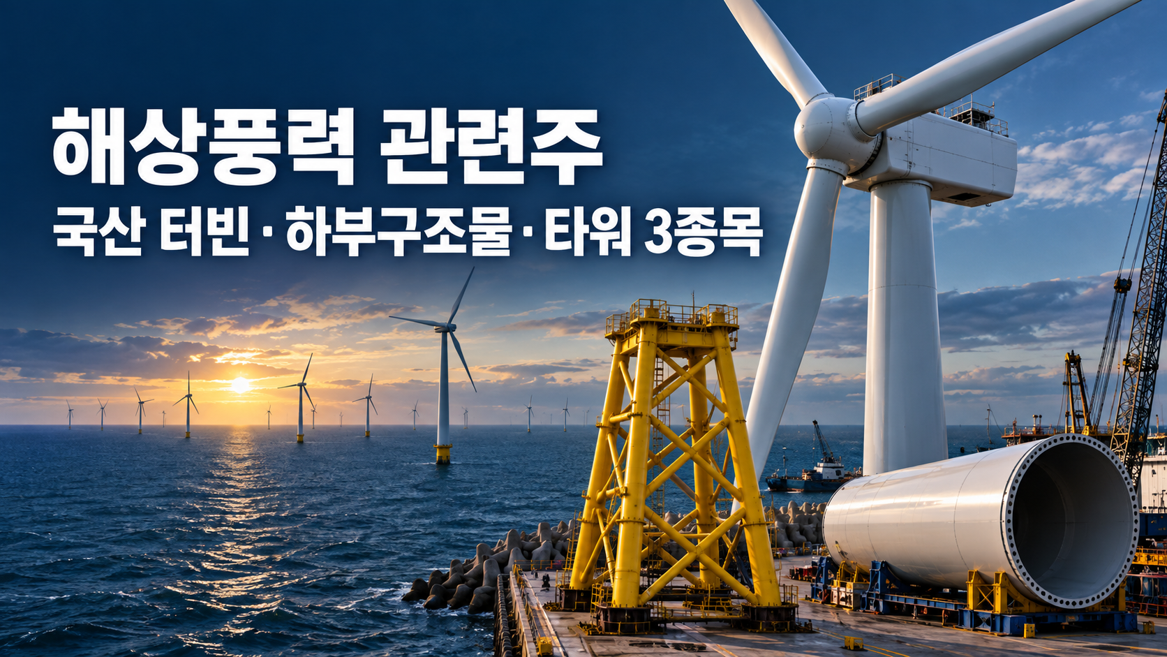 해상풍력 관련주 국산 터빈 하부구조물 타워 3종목 대표 이미지