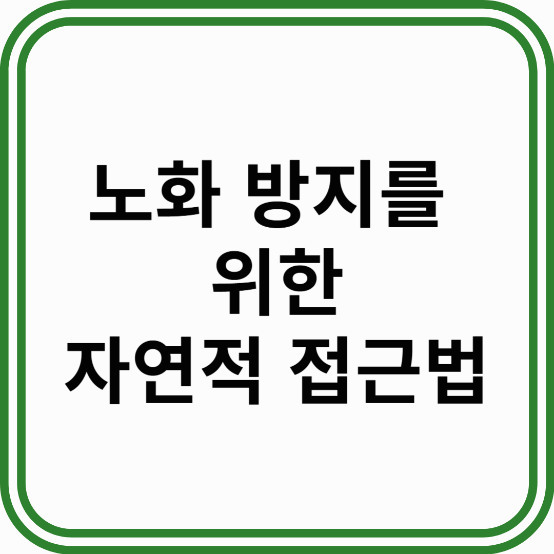 노화 방지를 위한 자연적 접근법