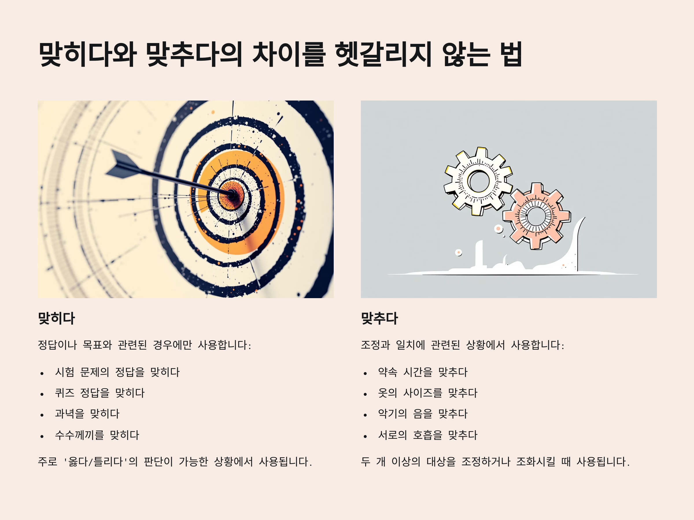 맞히다와 맞추다의 차이를 헷갈리지 않는 법