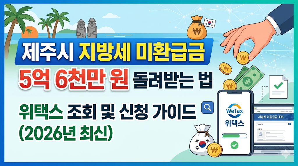 제주시 지방세 미환급금 5억 6천만 원 돌려받는 법: 위택스 조회 및 신청 가이드 (2026년 최신)