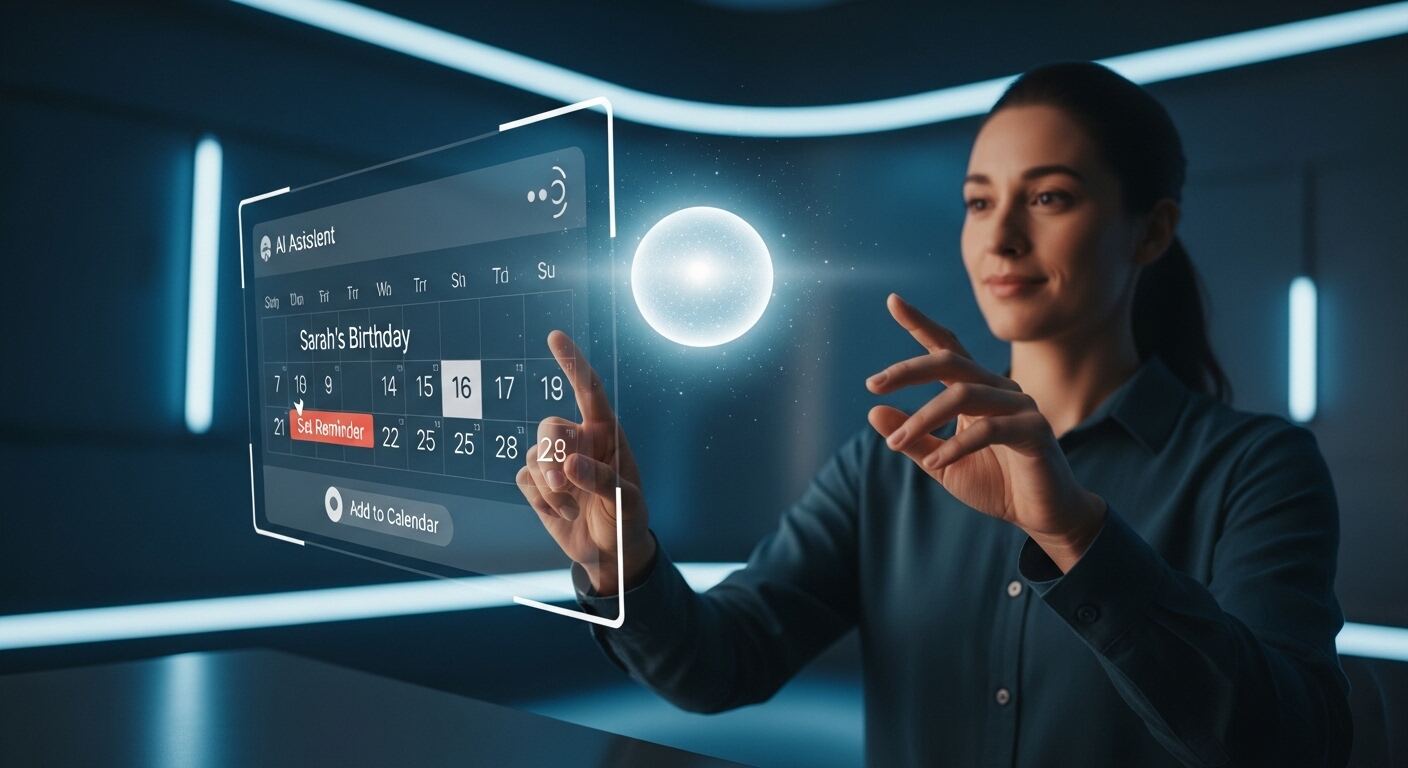 AI 음성 명령으로 생일 알림을 설정하는 모습